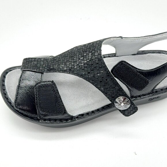 Alegria Sandals Kendra Leather T Strap Wedge Tile Me More Black Rocker US 9 EU39 - Picture 6 of 10